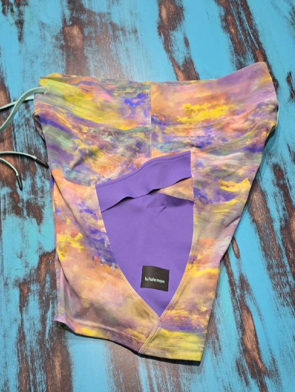 lululemon athletica Multicolor Tie-Dye Athletic Shorts with Purple Panels
